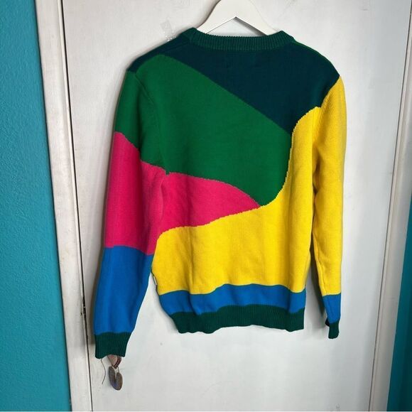 Mobi color block colorful golf knit sweater rare one of a kind - Picture 4 of 9